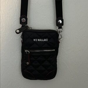 MZ Wallace Black Quilted Crossbody Phone Pouch